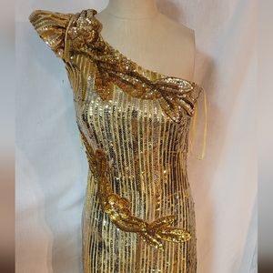 VINTAGE GOLD SEQUIN DRESS.